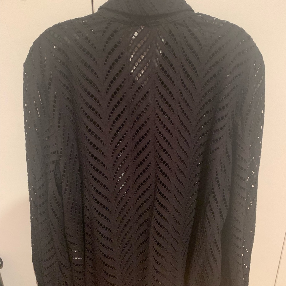 Chicos Black Button Down W/ Open Work - image 3